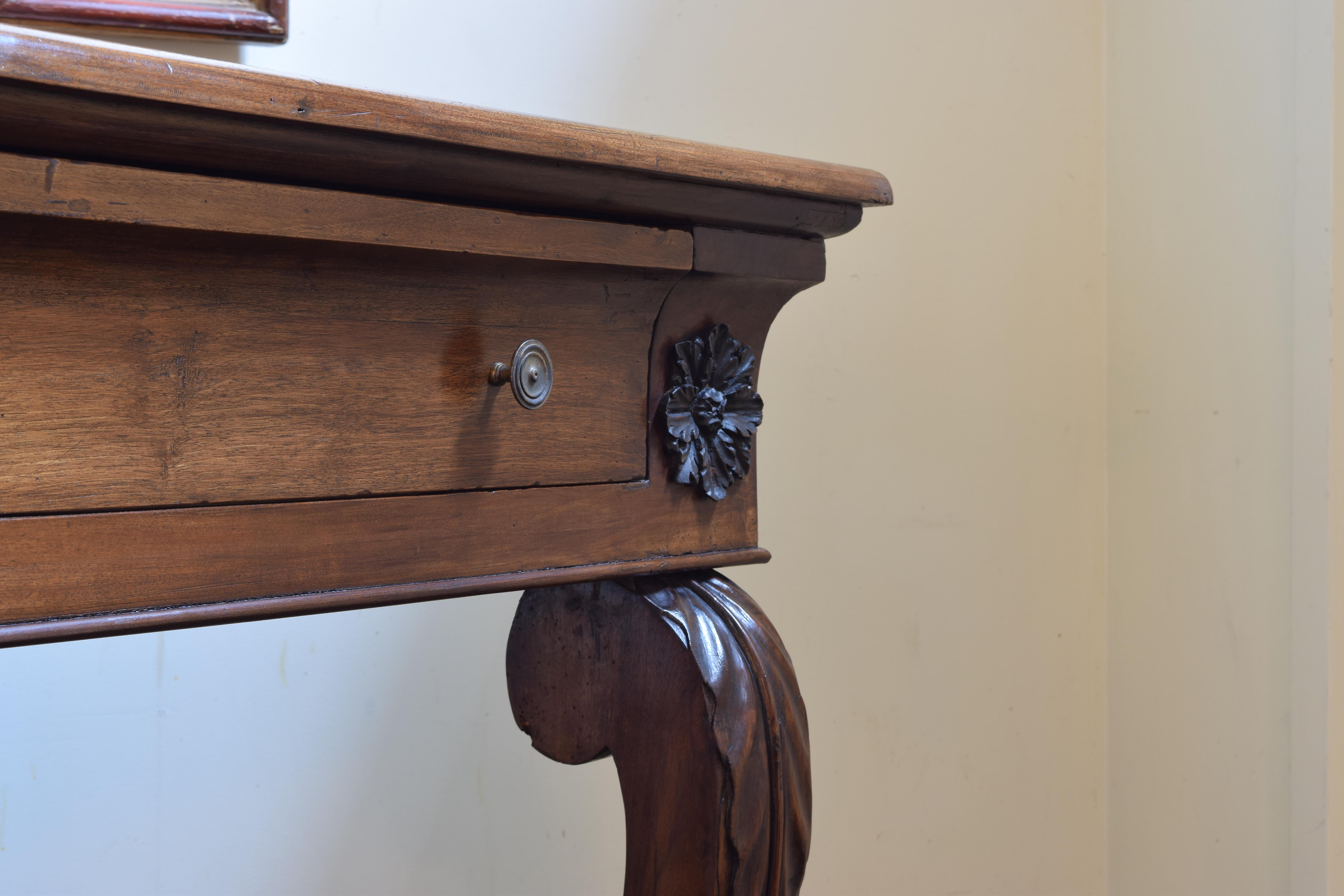 Large Late Neoclassical Carved Walnut Console Table, Italy, Mid-19th Century 3