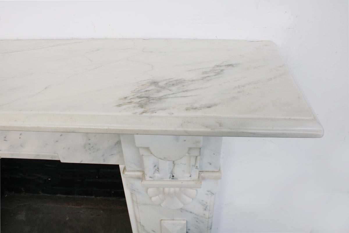 Large Late Victorian Carrara Marble Fireplace Surround For Sale 5