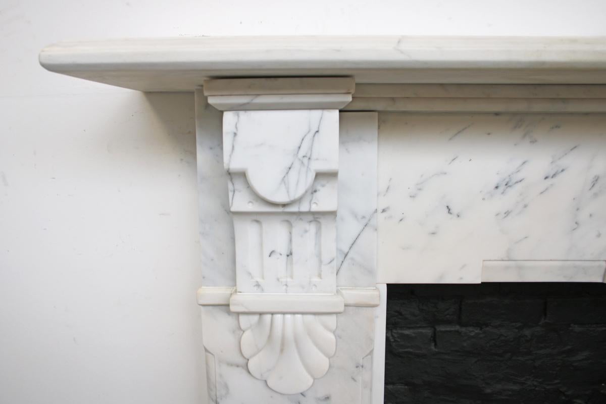 19th Century Large Late Victorian Carrara Marble Fireplace Surround For Sale