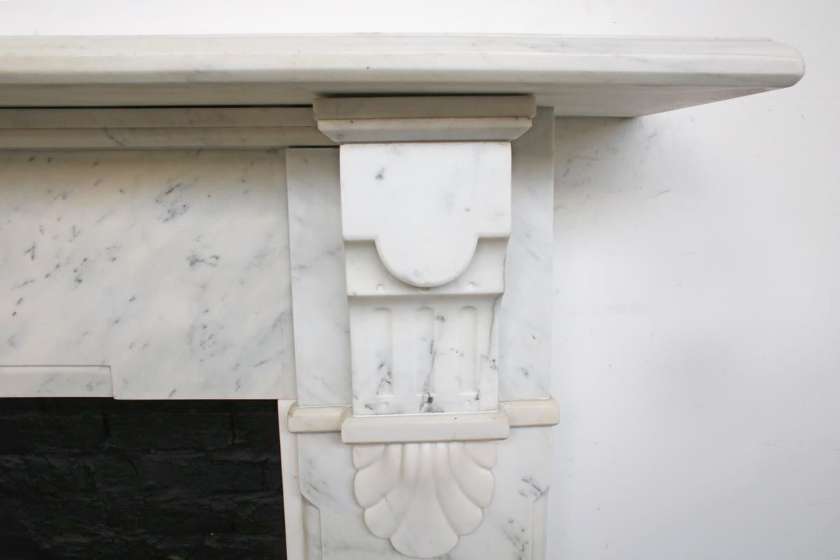 Large Late Victorian Carrara Marble Fireplace Surround For Sale 2