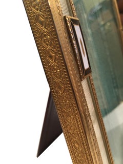 Large Late Victorian Gilt Bronze and Enamel Photograph Frame