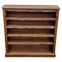Antique Large Late Victorian Golden Oak Open Bookcase