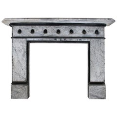 Antique Large Late Victorian Striated Grey Marble Fire Surround