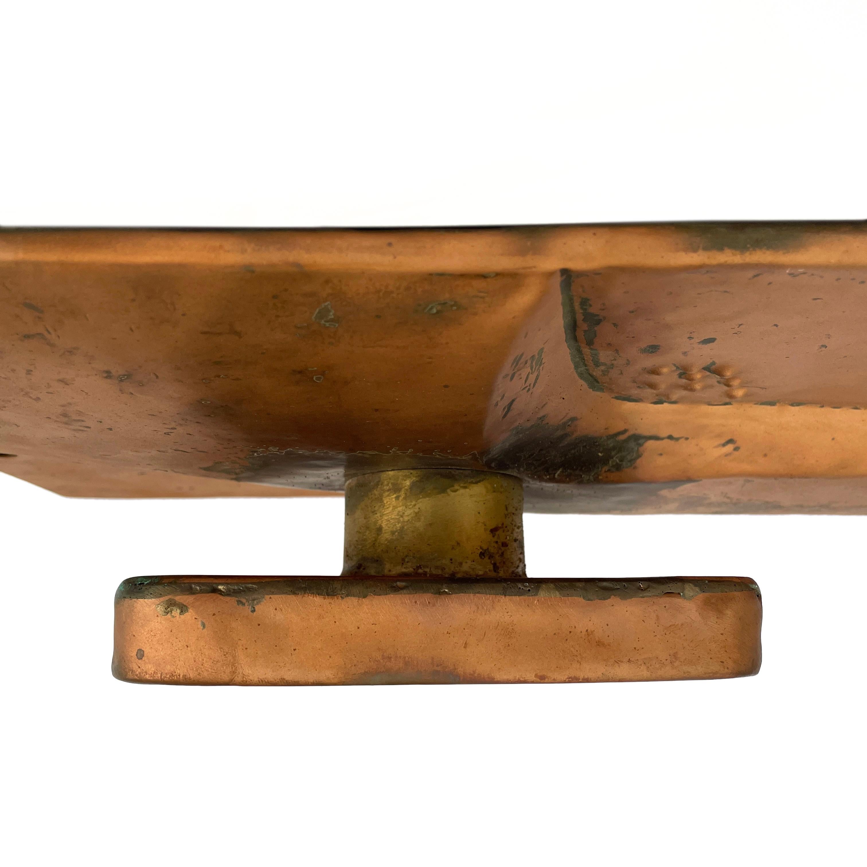 Large Lateral Brutalist Push & Pull Copper Door Handle, 1960s For Sale 6