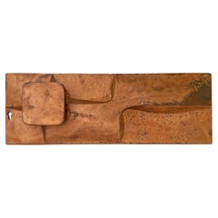 Large Lateral Brutalist Push & Pull Copper Door Handle, 1960s