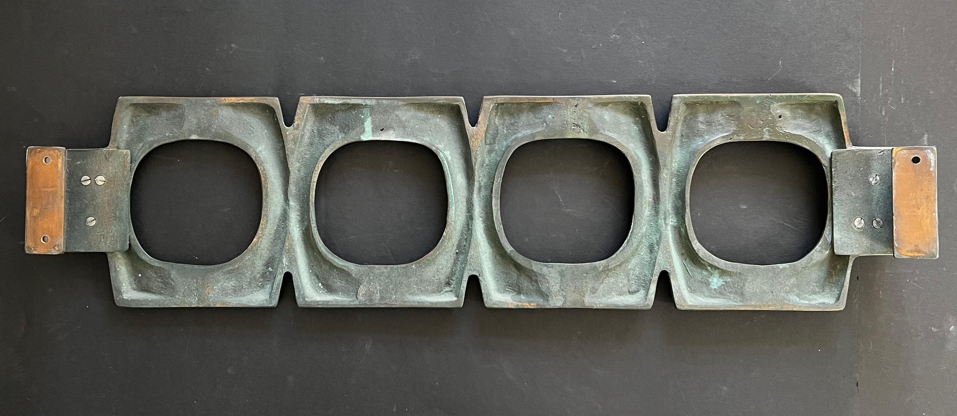 Mid-Century Modern Large Lateral Push Pull Door Handle of Cast Bronze For Sale