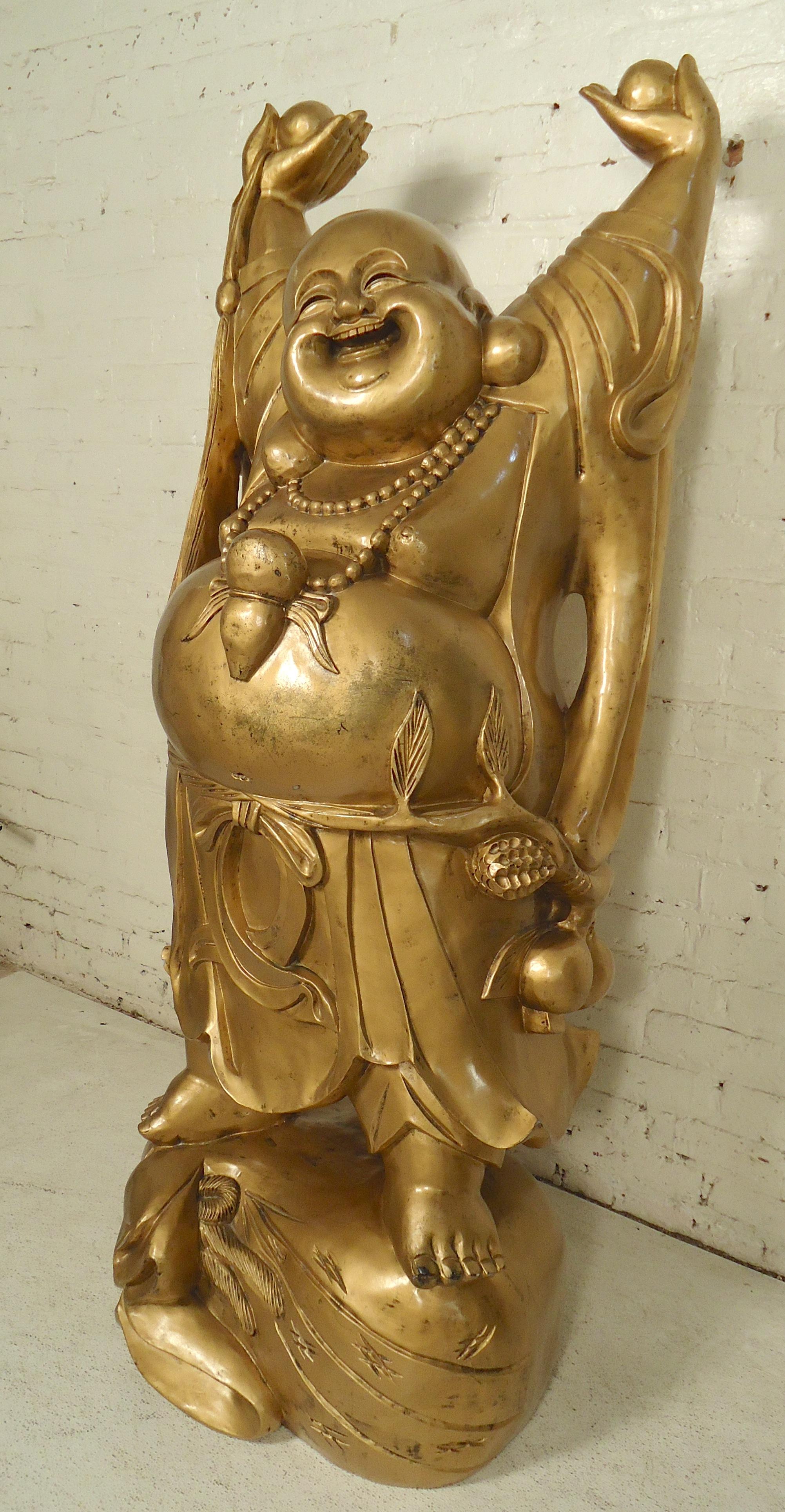 Gold painted Buddha statue in a great pose. Coin slot is on his belly.

(Please confirm item location - NY or NJ - with dealer).
 