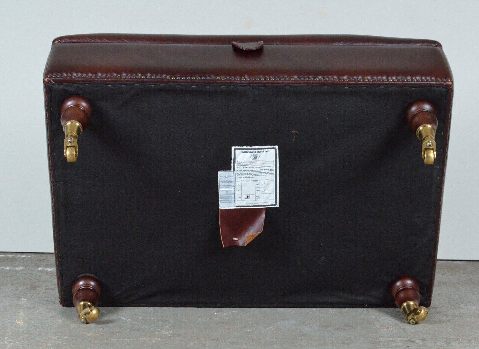 Large Laura Ashley Elliot Heritage Brown Leather Footstool Internal Storage 4