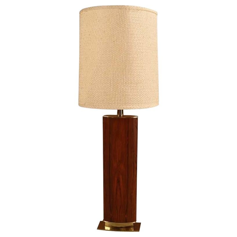 Grande lampe de bureau Laurel en bois de rose en laiton massif