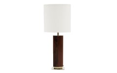 Large Laurel Table Lamp in Rosewood and Solid Brass, New Custom Shade