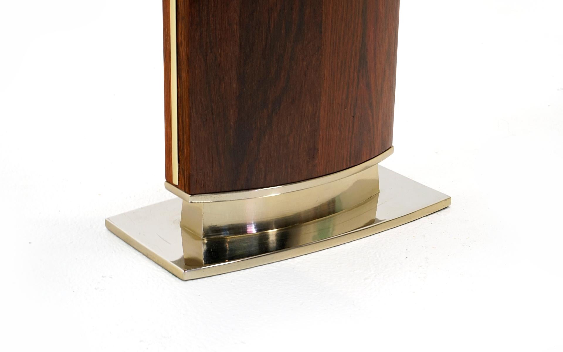 Mid-Century Modern Large Laurel Table Lamp in Rosewood and Solid Brass, New Custom Shade For Sale