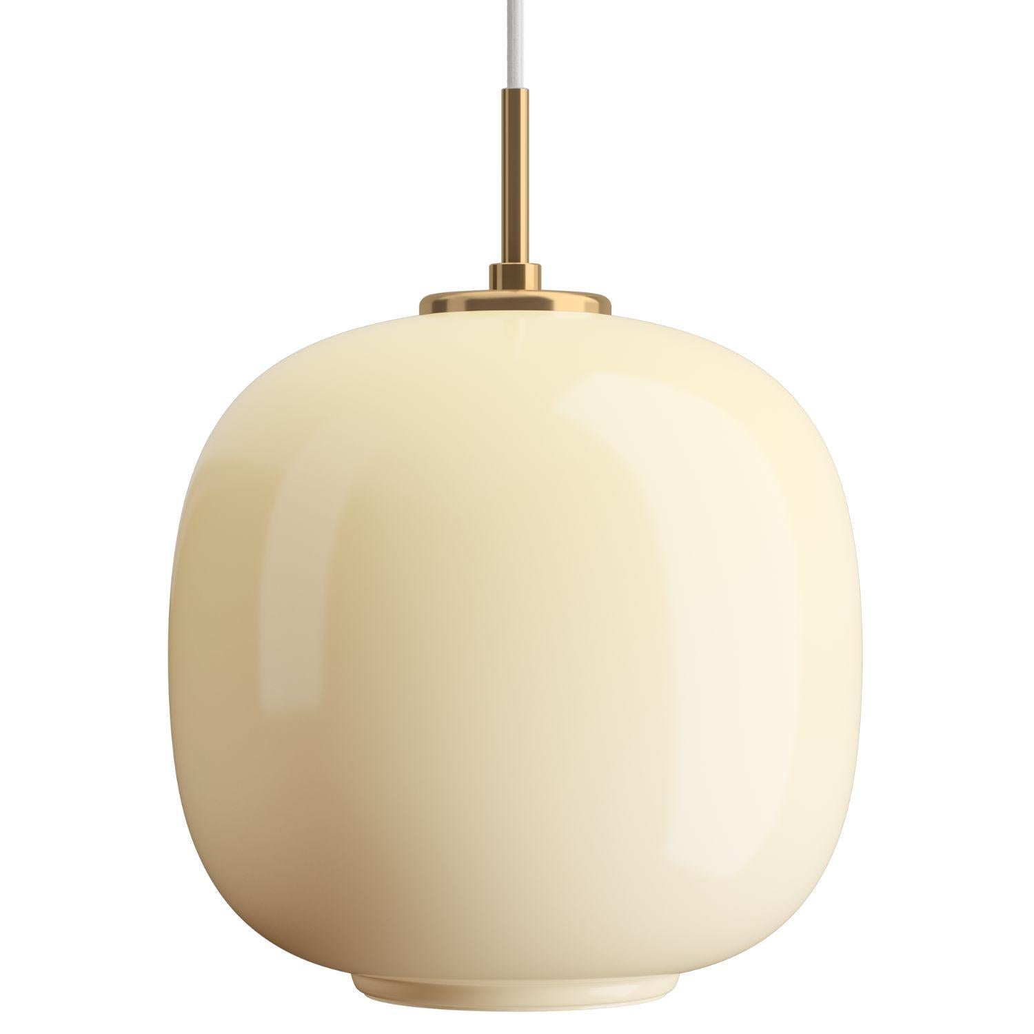 Scandinavian Modern Large Lauritzen VL45 'Radiohus' Pendant in Pale Yellow Glass for Louis Poulsen For Sale