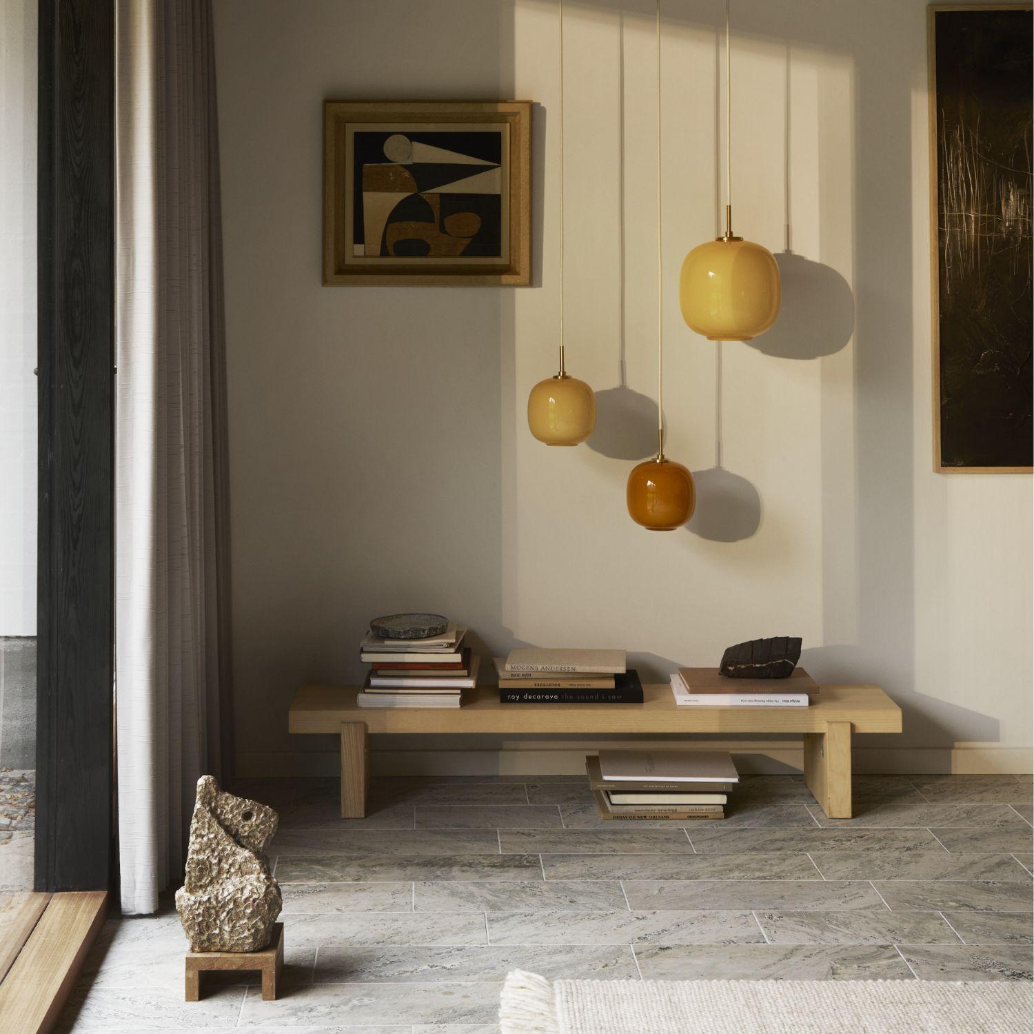 Danish Large Lauritzen VL45 'Radiohus' Pendant in Pale Yellow Glass for Louis Poulsen For Sale