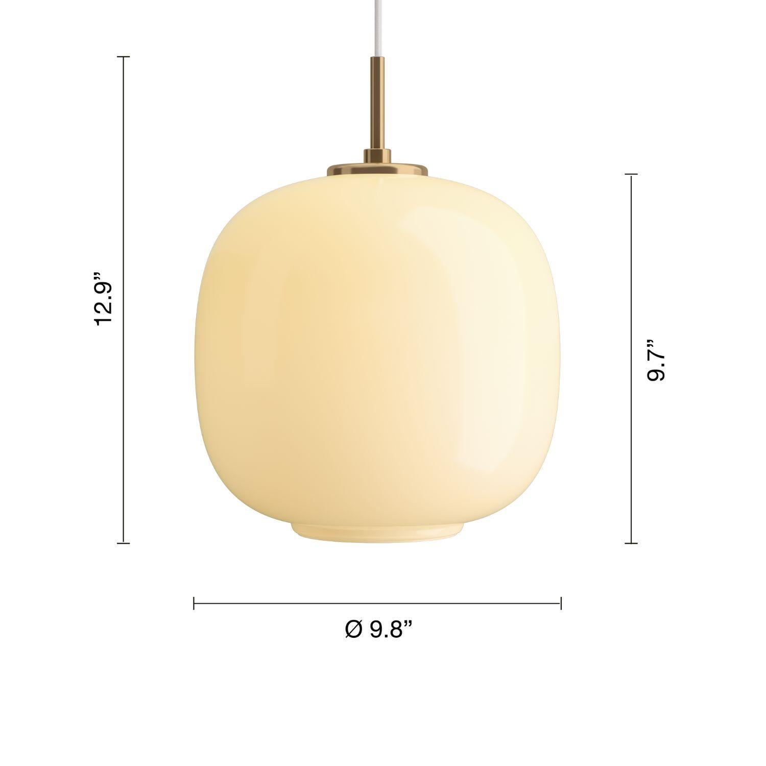 Brushed Large Lauritzen VL45 'Radiohus' Pendant in Pale Yellow Glass for Louis Poulsen For Sale
