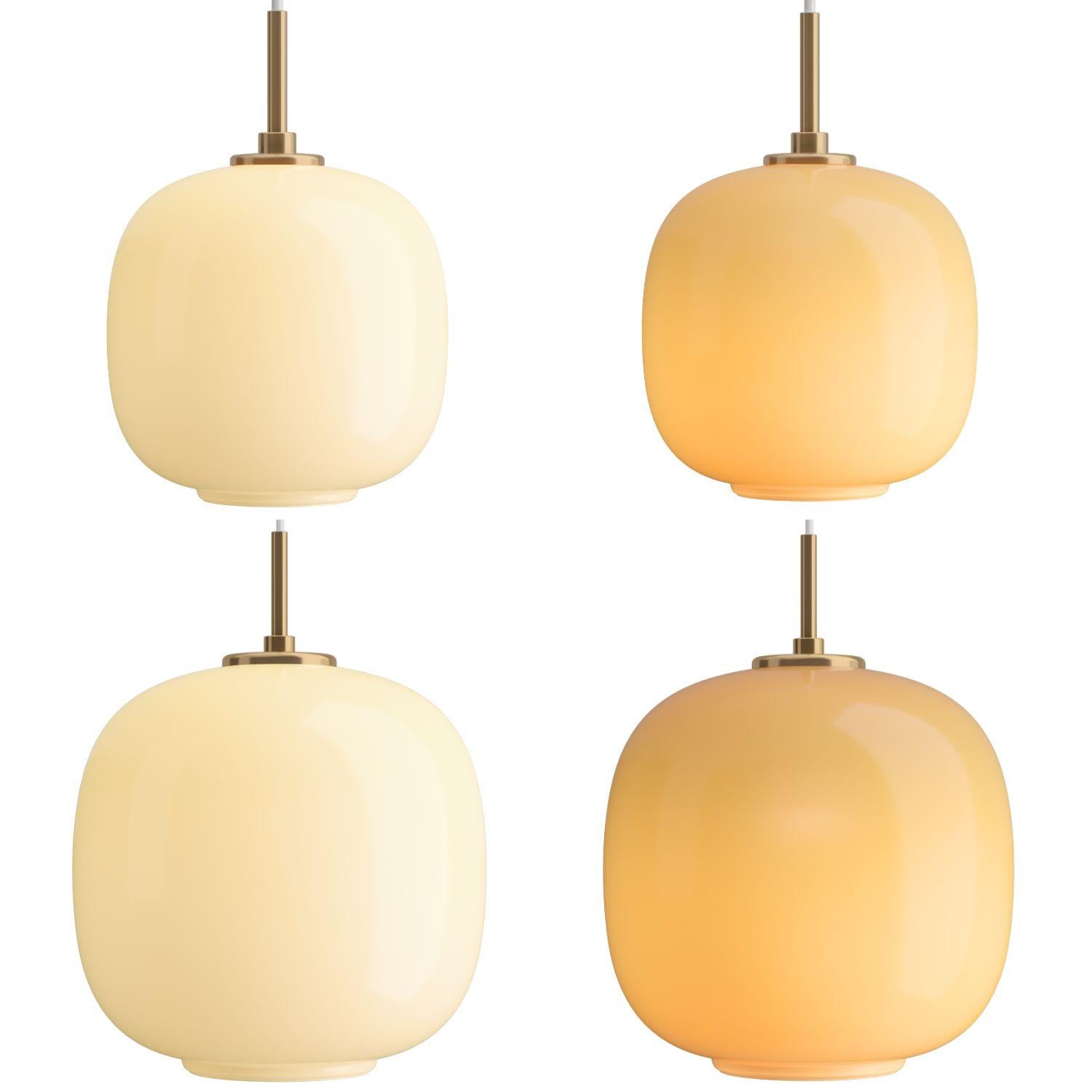 Large Lauritzen VL45 'Radiohus' Pendant in Pale Yellow Glass for Louis Poulsen In New Condition For Sale In Glendale, CA