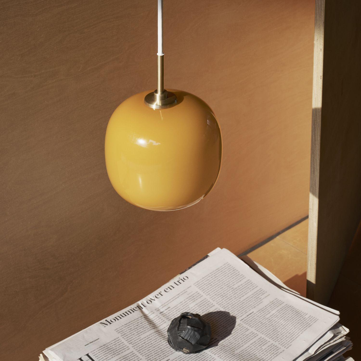 Metal Large Lauritzen VL45 'Radiohus' Pendant in Pale Yellow Glass for Louis Poulsen For Sale