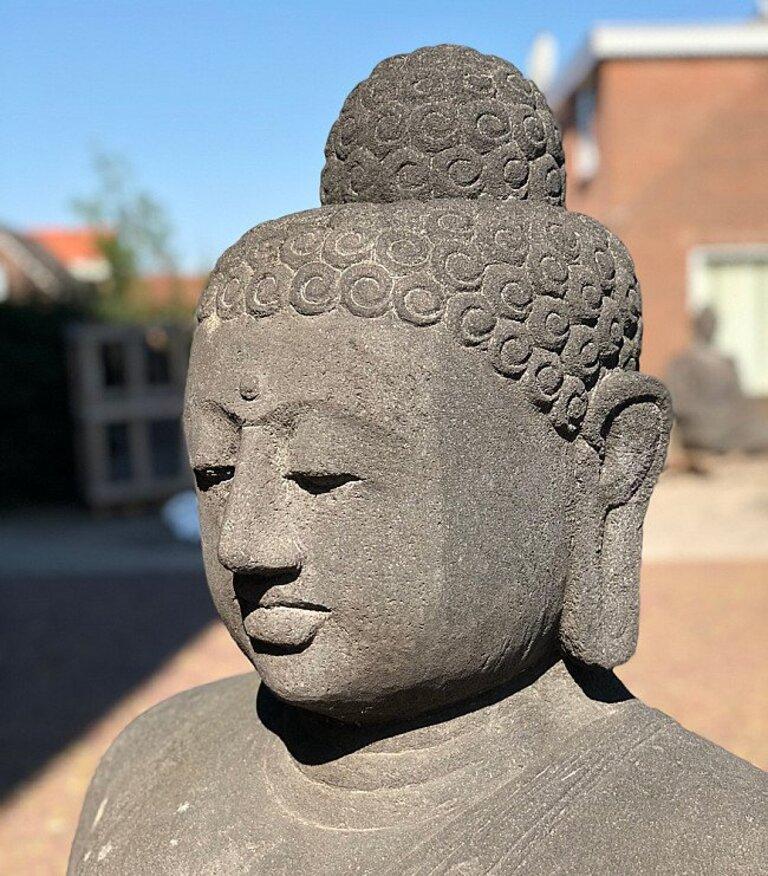 Large Lavastone Buddha Statue from Indonesia Original Buddhas For Sale 10