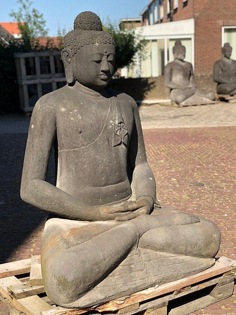 20th Century Large Lavastone Buddha Statue from Indonesia Original Buddhas For Sale