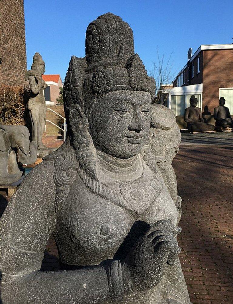 Large Lavastone Devi Tara Statue from Indonesia For Sale 4