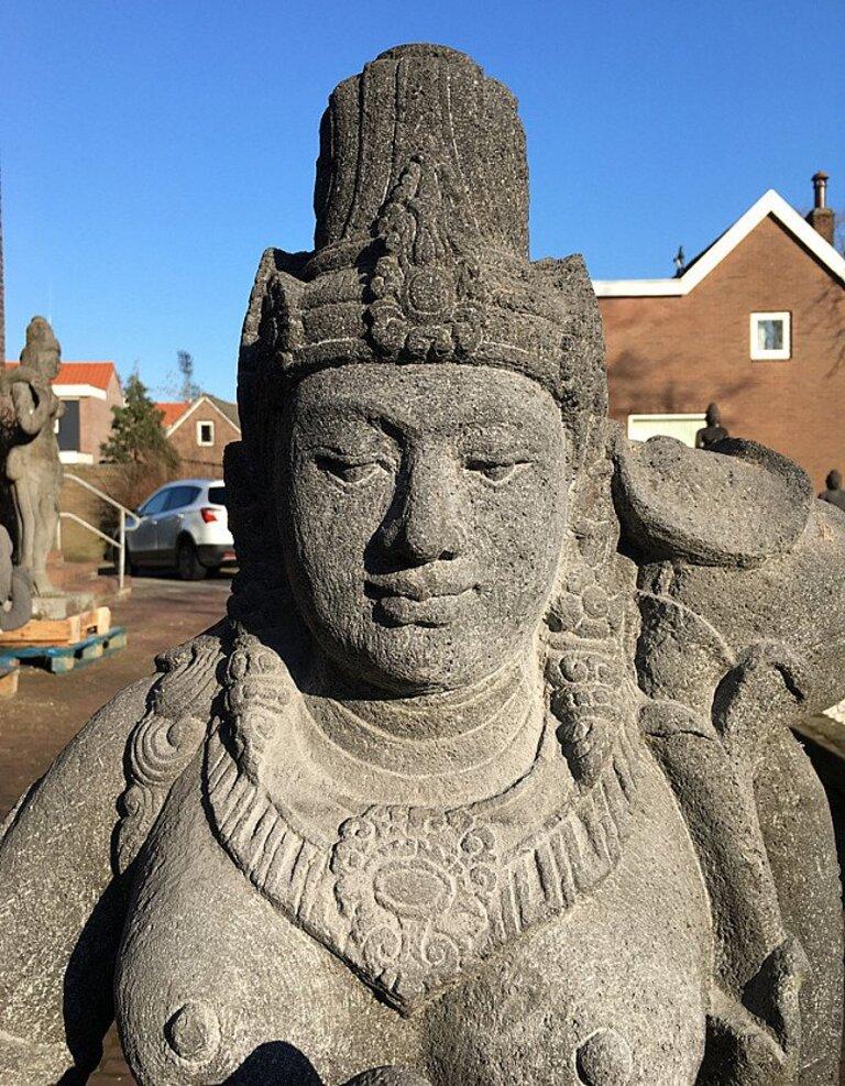 Large Lavastone Devi Tara Statue from Indonesia For Sale 5