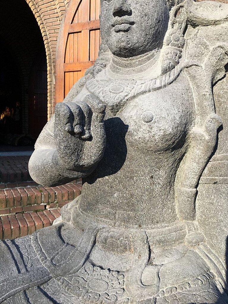 Large Lavastone Devi Tara Statue from Indonesia For Sale 11