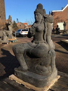 Large Lavastone Devi Tara Statue from Indonesia