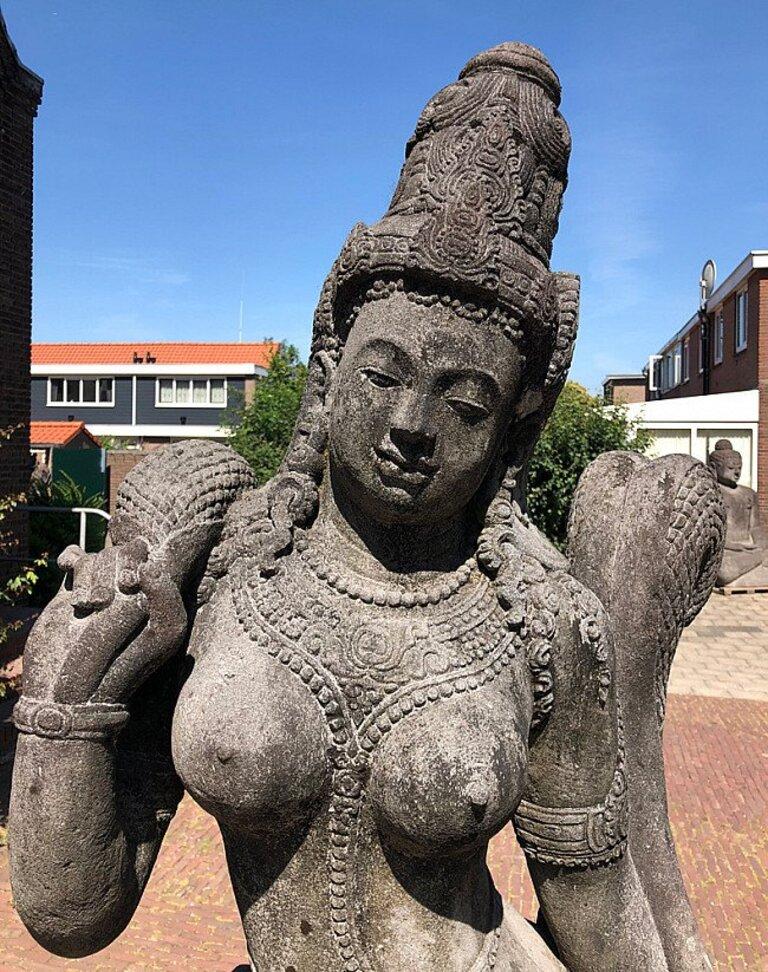 Large Lavastone Tara Statue from Indonesia Original Buddhas For Sale 8