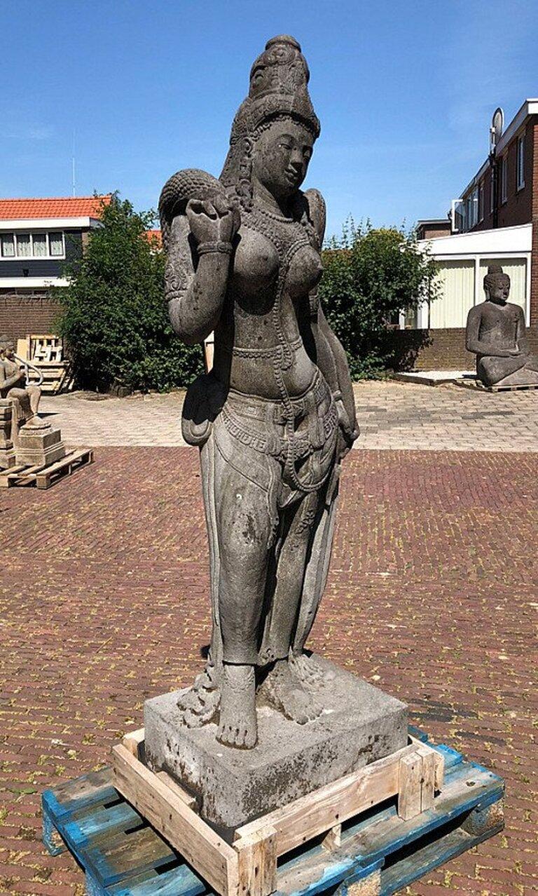 20th Century Large Lavastone Tara Statue from Indonesia Original Buddhas For Sale