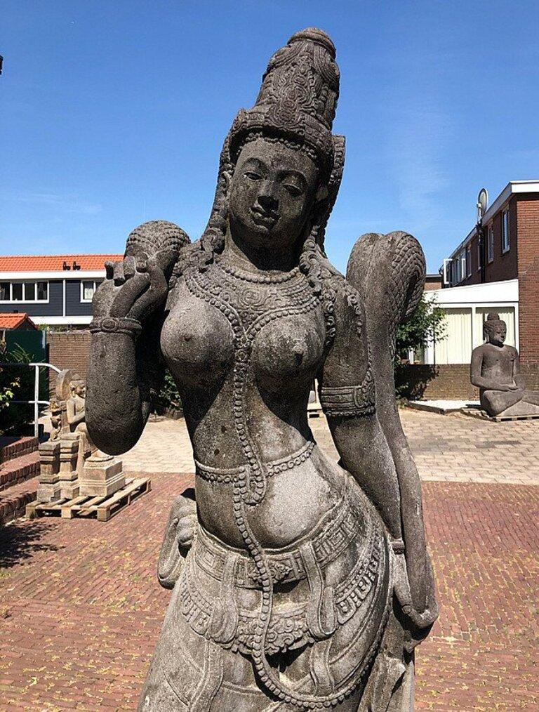 Large Lavastone Tara Statue from Indonesia Original Buddhas For Sale 2