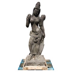 Vintage Large Lavastone Tara Statue from Indonesia Original Buddhas