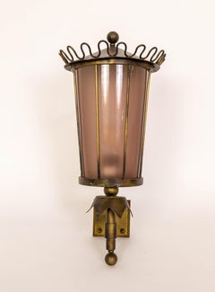 Large Lavender Glass Lantern Sconce