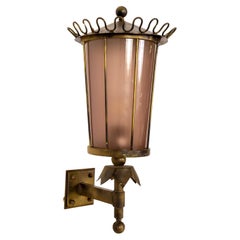 Large Lavender Glass Lantern Sconce