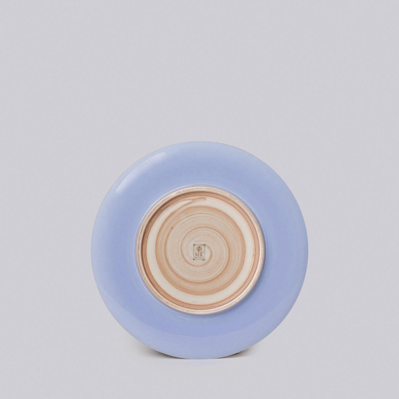 Molded Large Lavender Glazed Porcelain Hermit Plate with Rustic Rim