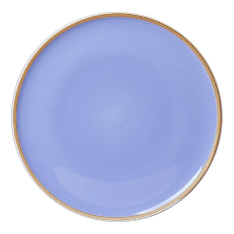 Large Lavender Glazed Porcelain Hermit Plate with Rustic Rim