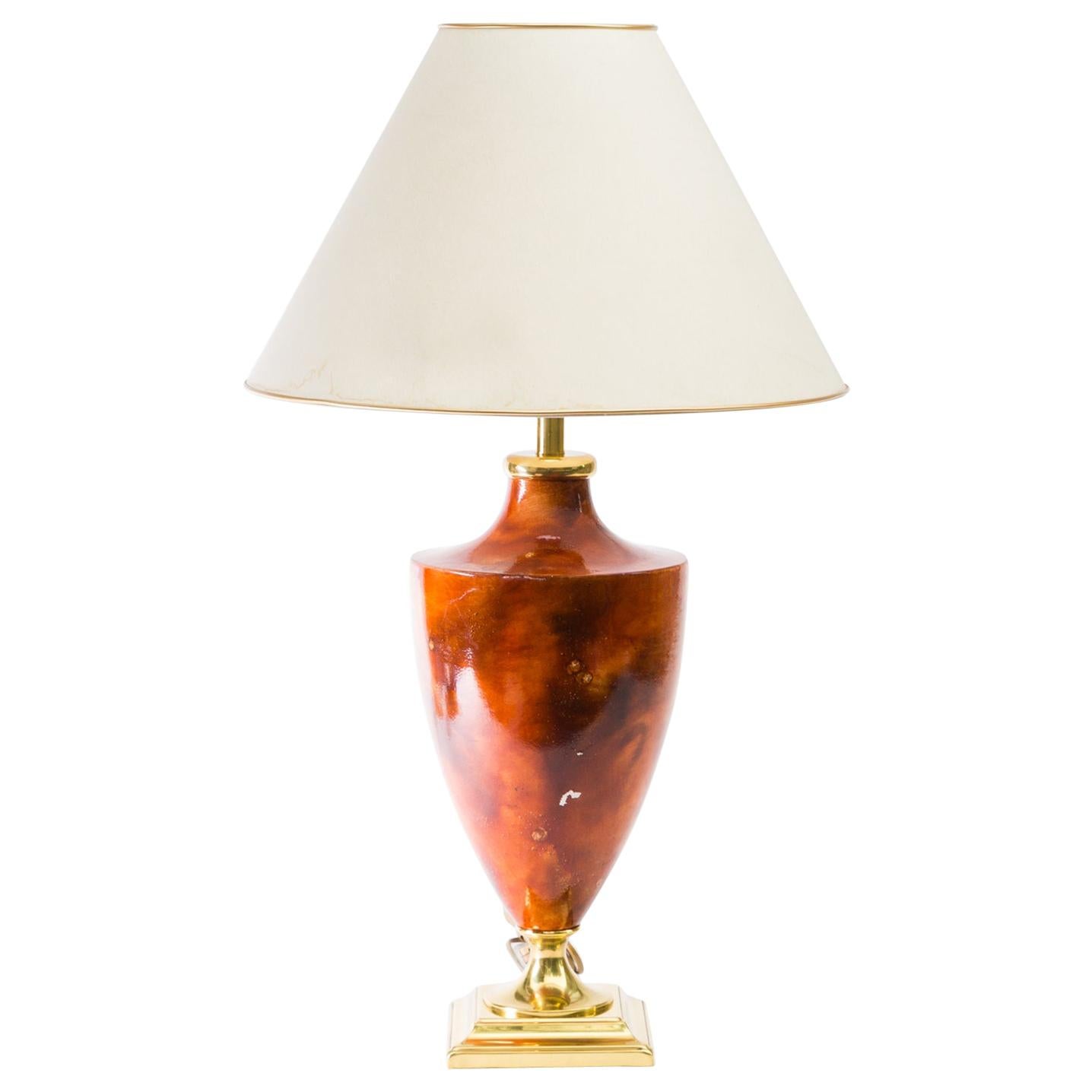 Large Le Dauphin Gold-Brown Table Lamp For Sale