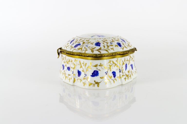 Large Le Tallec Paris Porcelain Hand Painted Trinket Box For Sale at