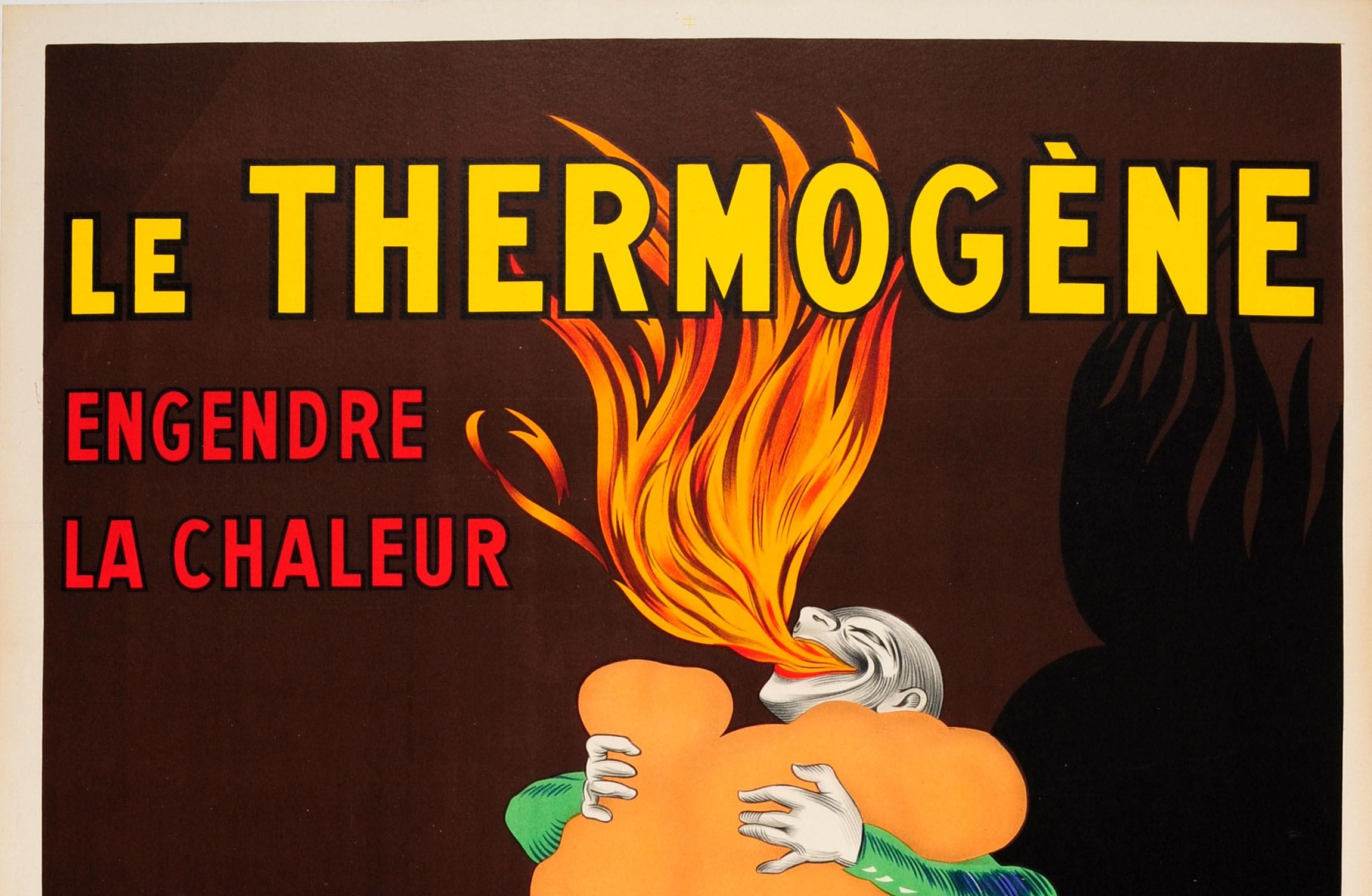 Large original vintage advertising poster by the renowned poster artist Leonetto Cappiello (1875-1942): Le Thermogene engendre la chaleur et combat toux, rhumatismes, points do cotes / Thermogene pads that generate heat to fight coughs and