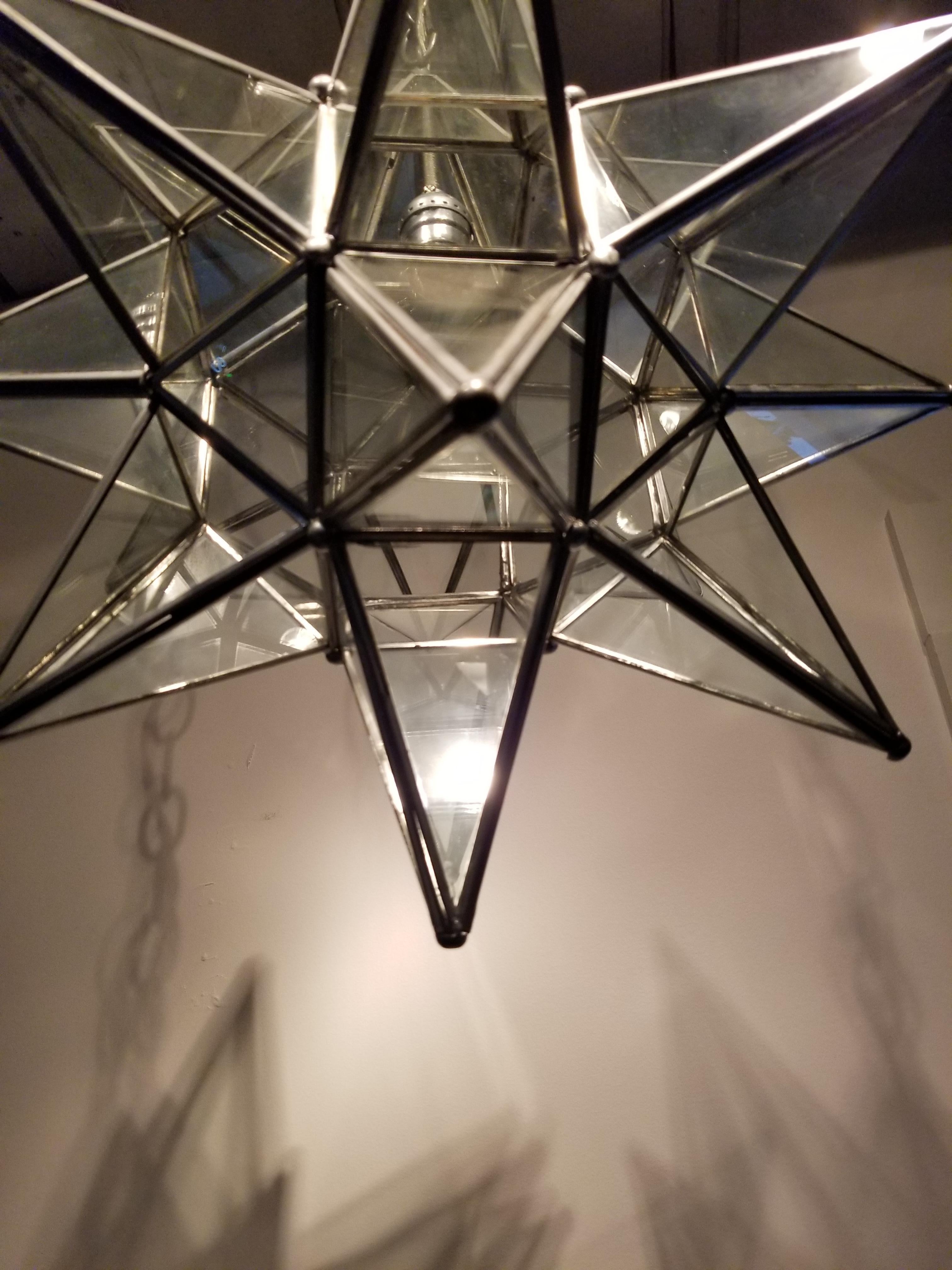 American Large Leaded Glass Moravian Star Lighting Fixture