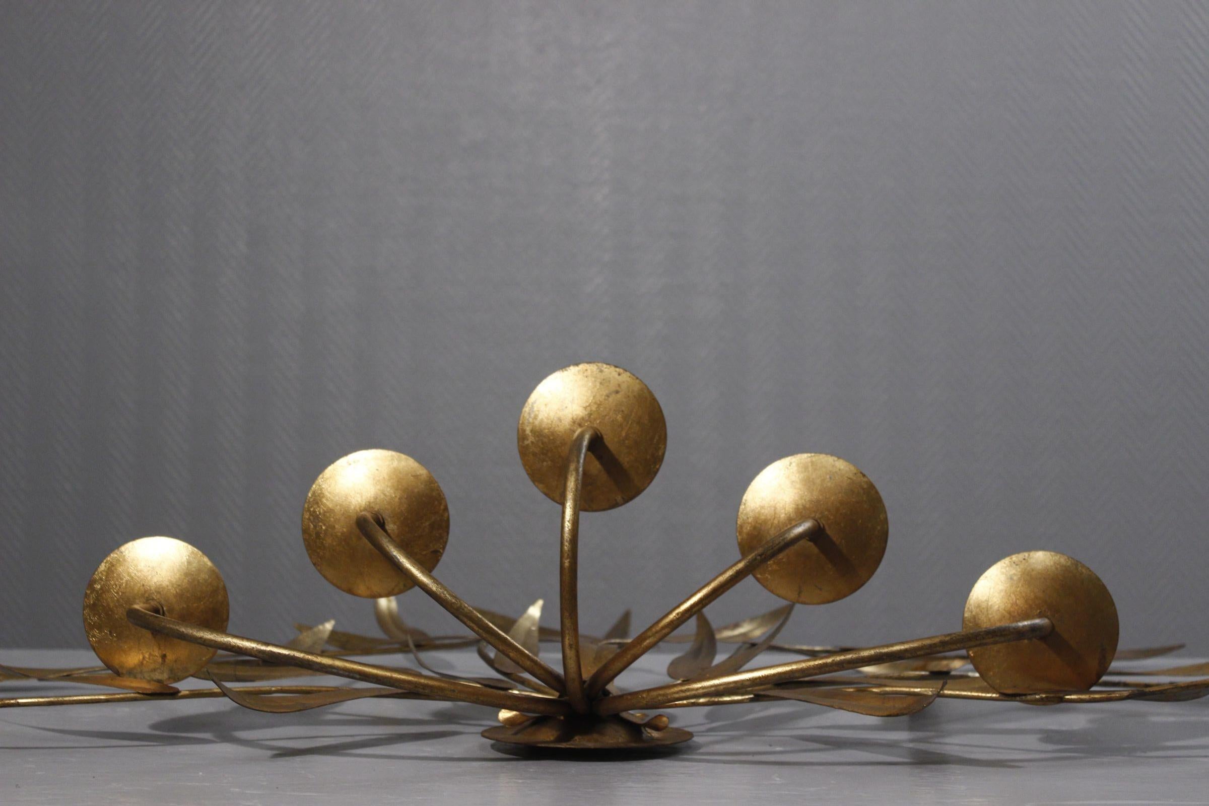 Großer Wandleuchter aus vergoldetem Metall, Ferro Art 1970er im Angebot 6