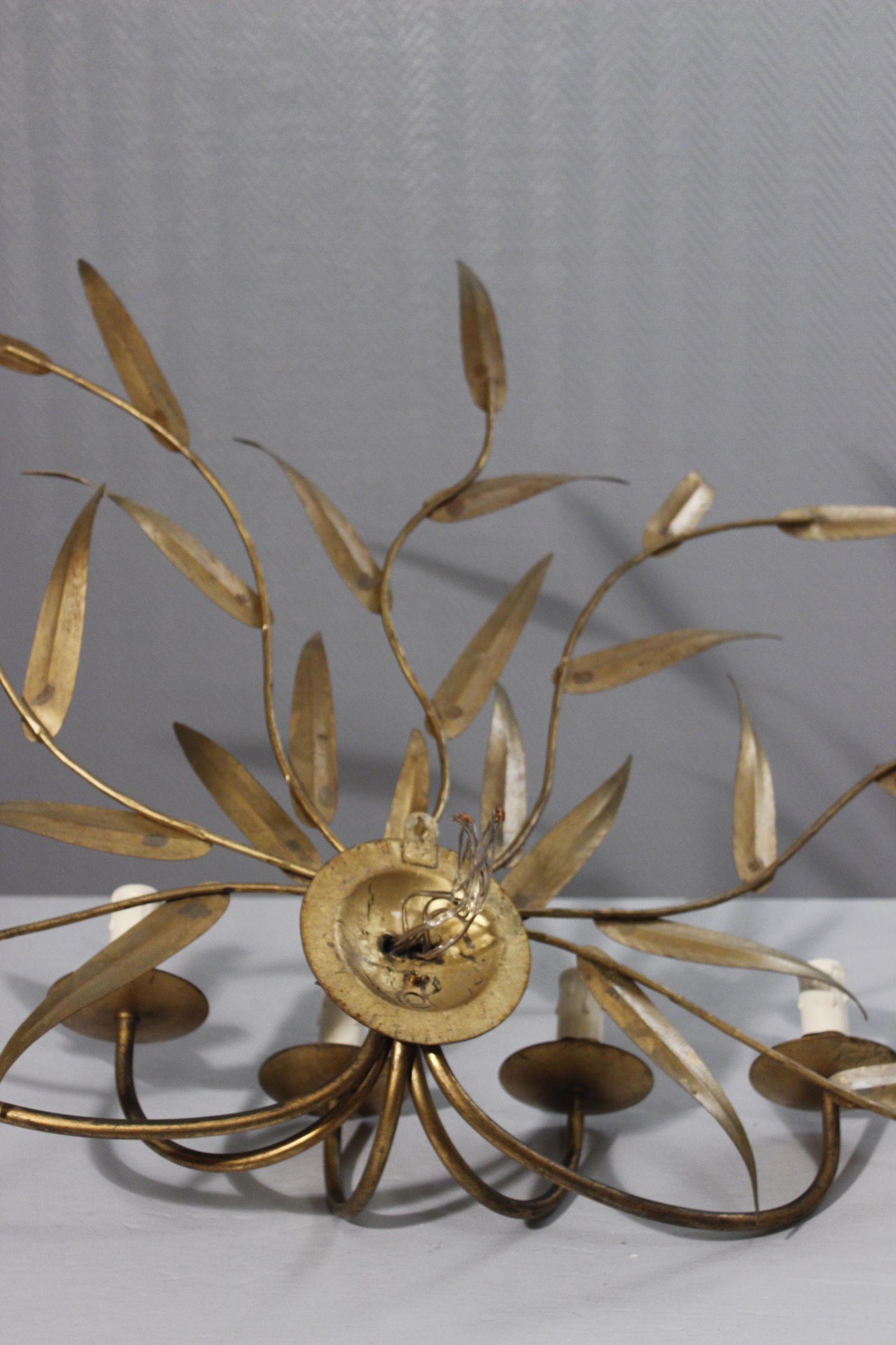 Großer Wandleuchter aus vergoldetem Metall, Ferro Art 1970er im Angebot 7