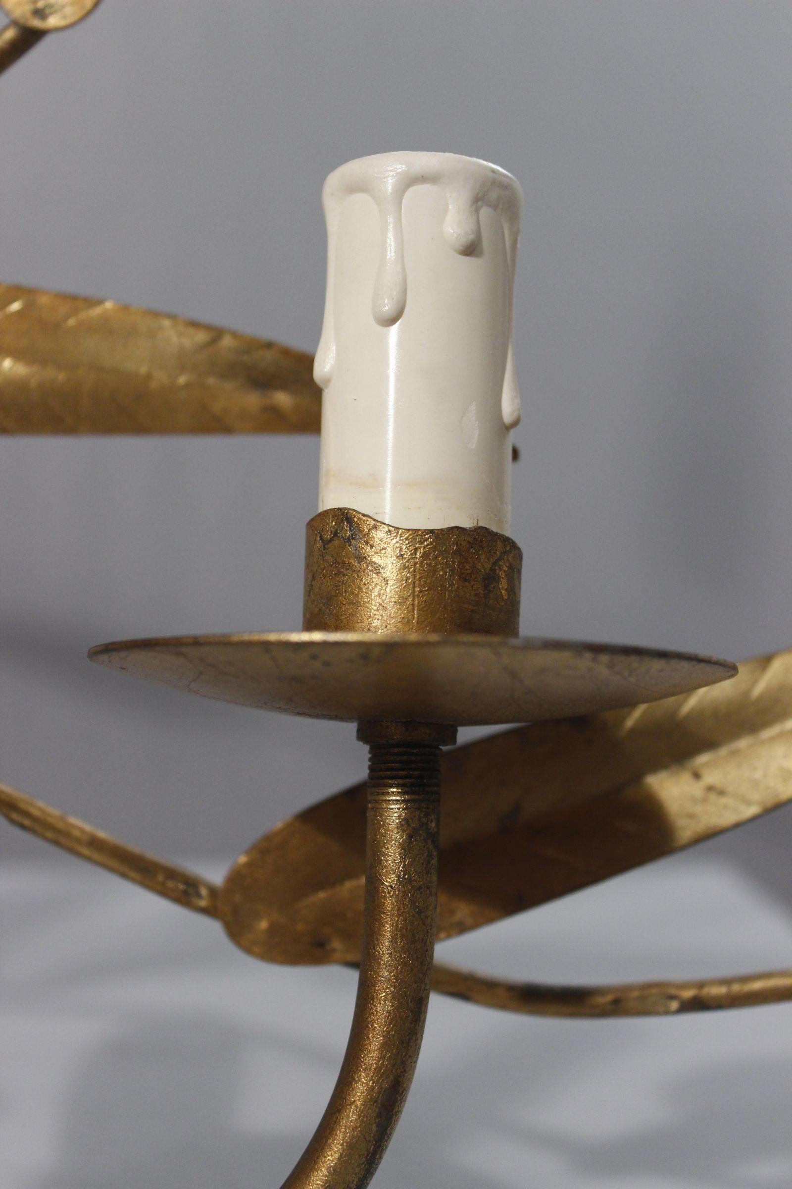 Großer Wandleuchter aus vergoldetem Metall, Ferro Art 1970er im Angebot 2