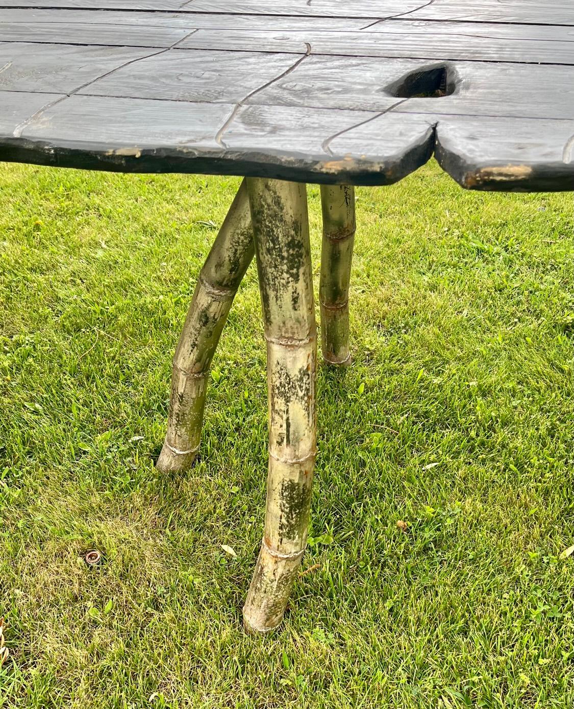 Large leaf-shaped trestle table, France 1970's For Sale 5