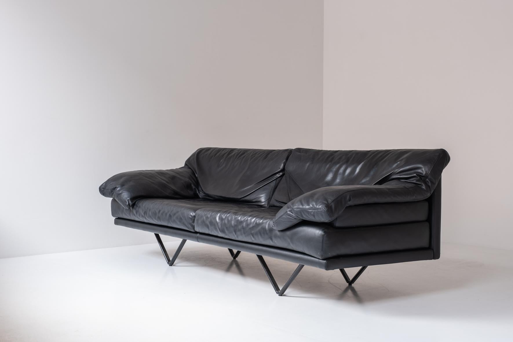 Large leather 3-seater, model ‘Cornelius’ by Durlet, Belgium 1980s. 8