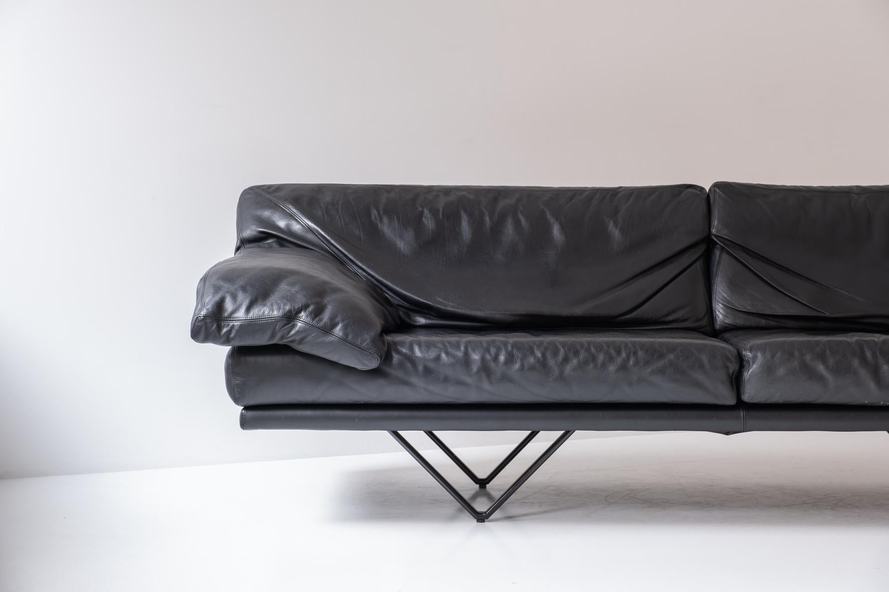 Belgian Large leather 3-seater, model ‘Cornelius’ by Durlet, Belgium 1980s.