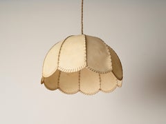 Großer italienischer Kronleuchter aus Leder und Vellum, Max Ingrand, Italien 1940er Jahre