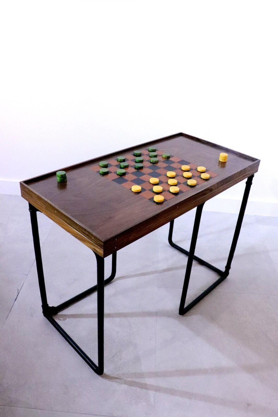 Large Leather and Walnut Reversible Games Table For Sale 13