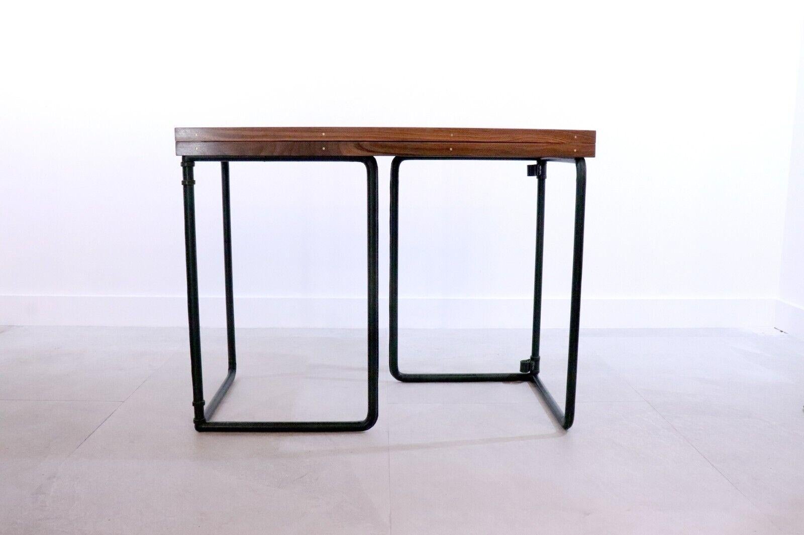 Modern Large Leather and Walnut Reversible Games Table For Sale