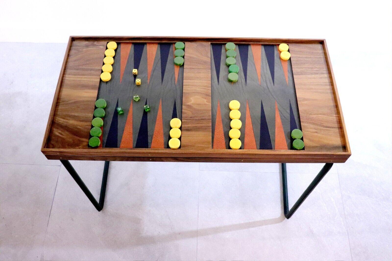 Large Leather and Walnut Reversible Games Table For Sale 1