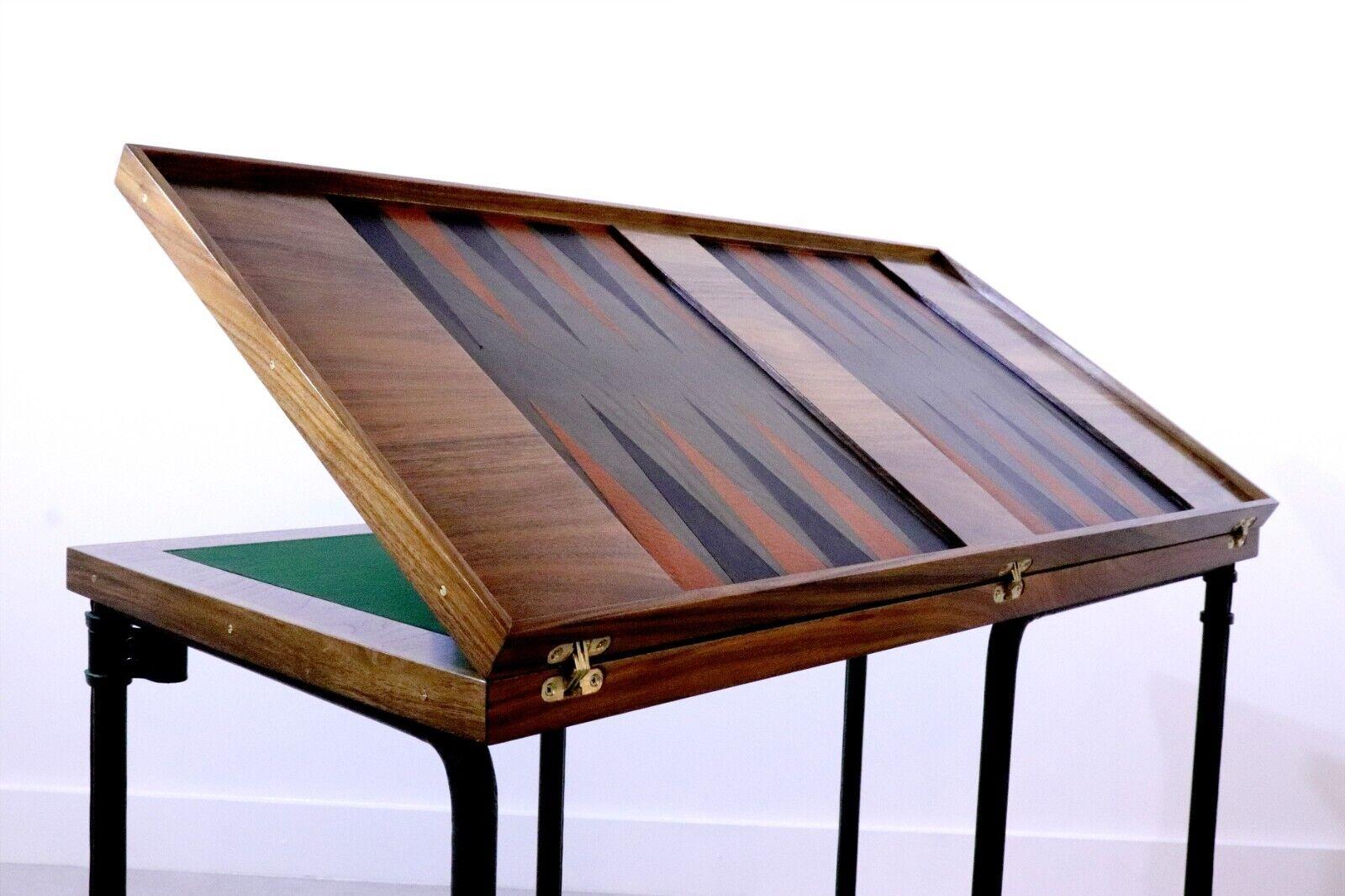 Large Leather and Walnut Reversible Games Table For Sale 4