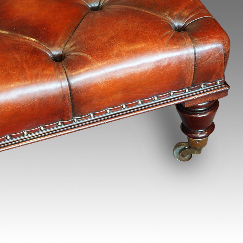 William IV Large Leather Banquet Stool